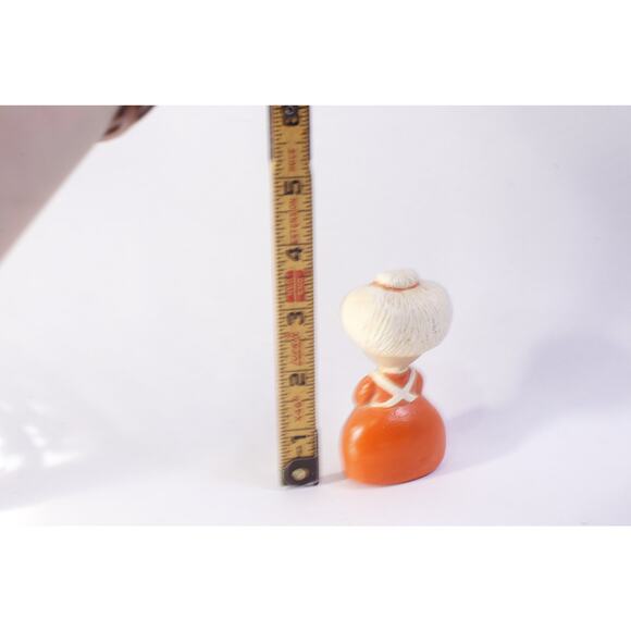 70s MCM Orange, Christmas, Mrs Santa Claus, Elderly Lady, Porcelain, Figurine - Picture 3 of 3